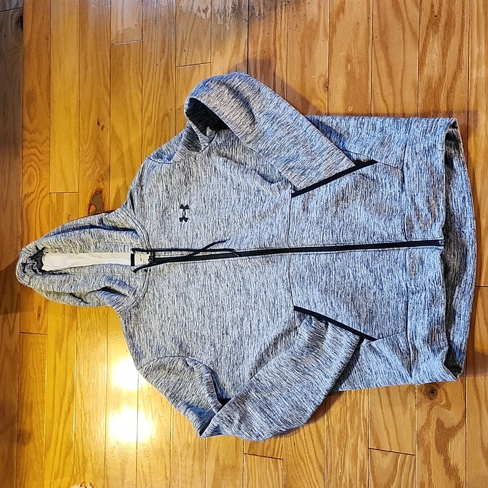 Under Armour medium gray/black striped zip up hoodie - Picture 1 of 15